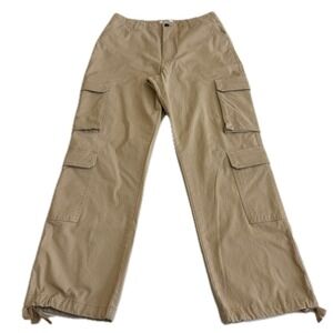BBJ Pants Womens 9/29 Tan Cargo Wide Leg Straight Utility Gorpcore